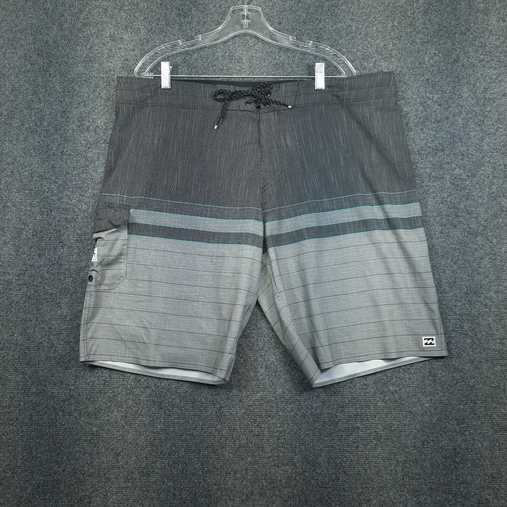 Billabong Board Shorts All Day Pro 40 Gray Mens Striped Recycled Surf Trunks